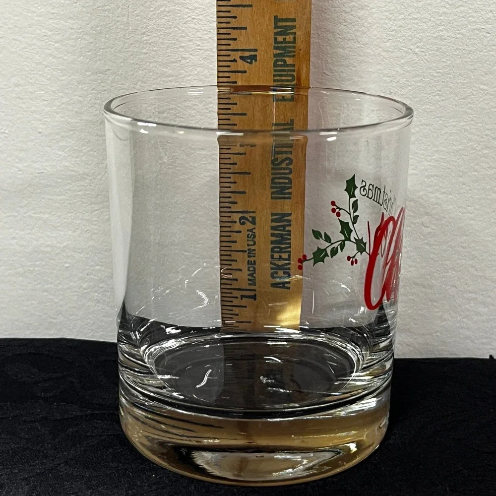 Christmas Cheer Rocks Glass Holly Berry Lowball Whiskey Holiday Barware 10 oz